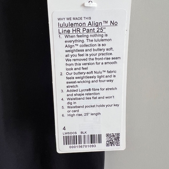 Lululemon Align No Line HR Pant 25" -Black - Women's Size 4 - Picture 4 of 7